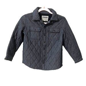 Gymboree Quilted Chore Coat Youth Age 7-8 Blue Grey Jacket Cotton Snap Button